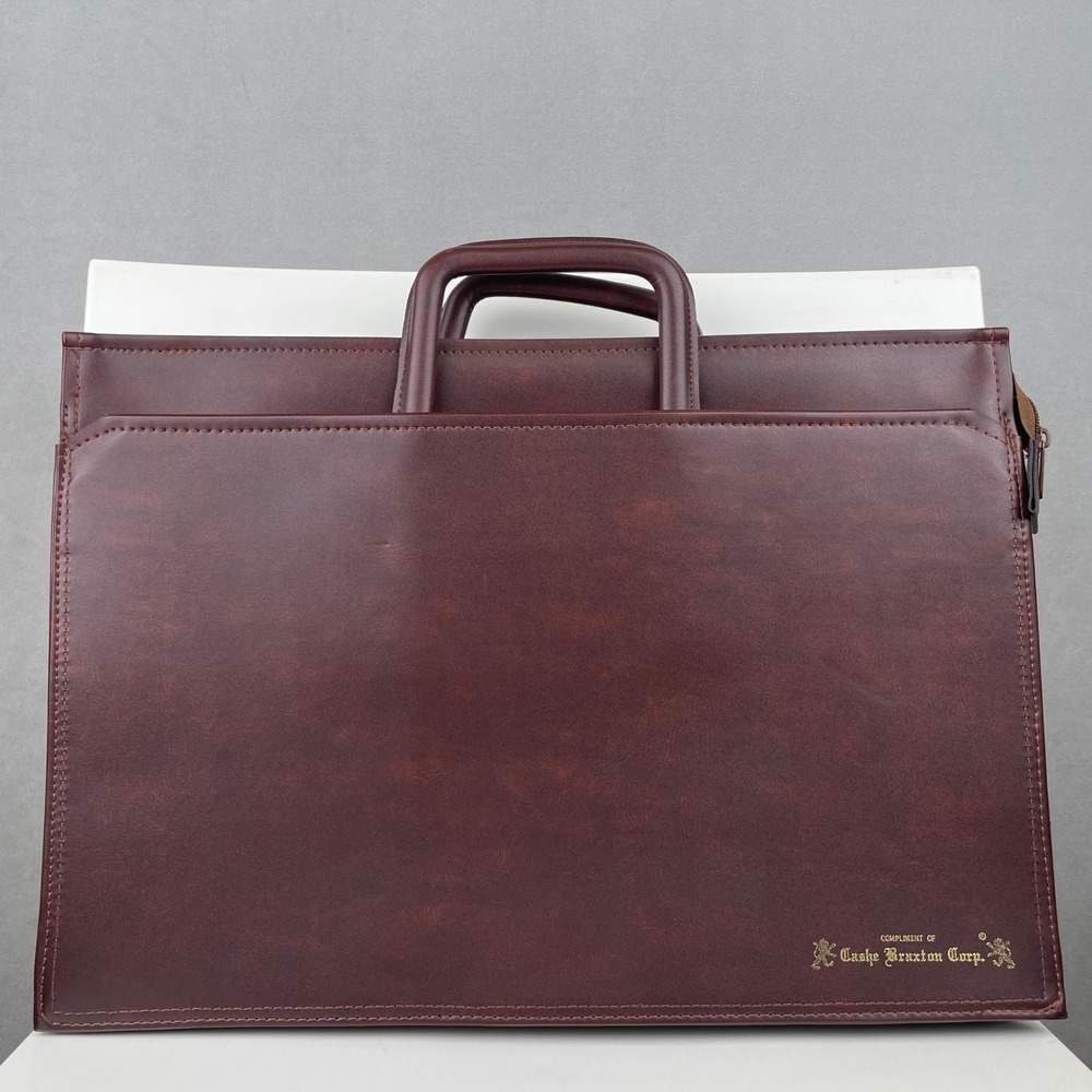 Vintage Cashe Braxton Corp Burgundy Portfolio Briefcase Retractable Handles Zip‎